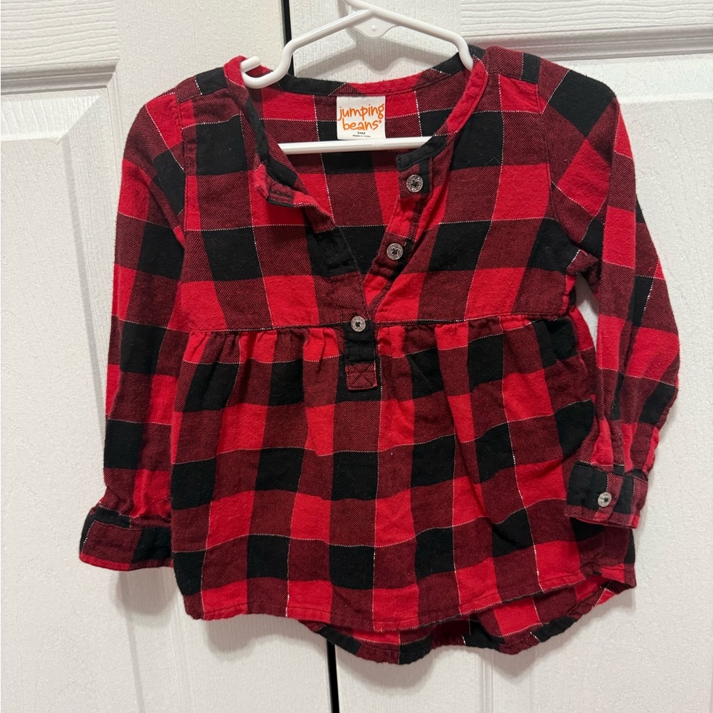 Jumping Beans Red and Black Plaid Kids Shirt